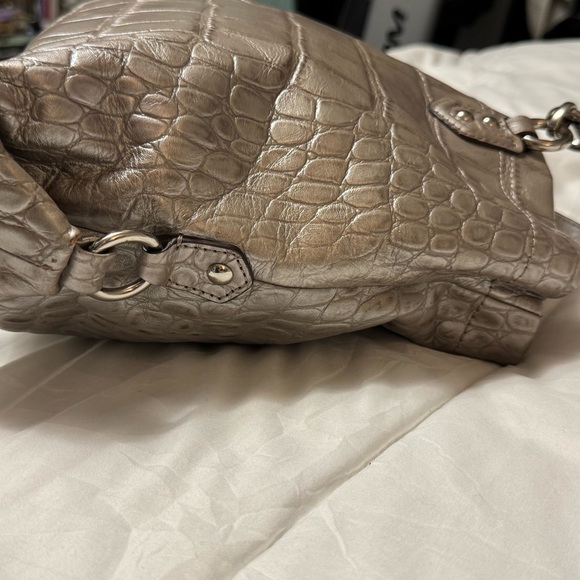 Coach Silver Croc-Embossed Women's Bag - Picture 5 of 13